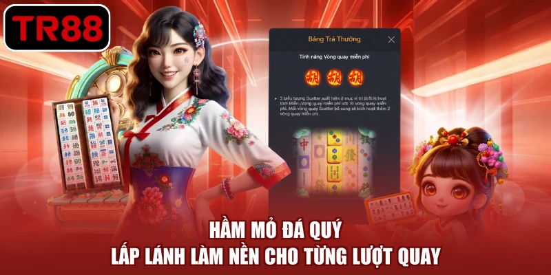 Hầm mỏ đá quý lấp lánh làm nền cho từng lượt quay