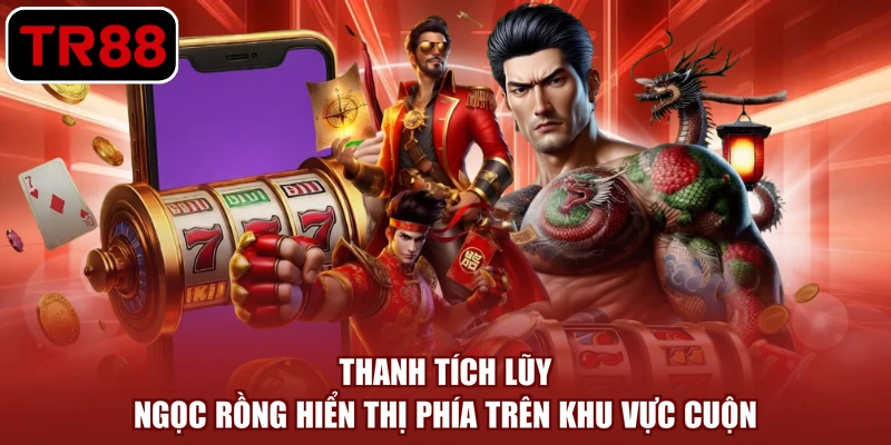 Thanh tích lũy ngọc rồng hiển thị phía trên khu vực cuộn
